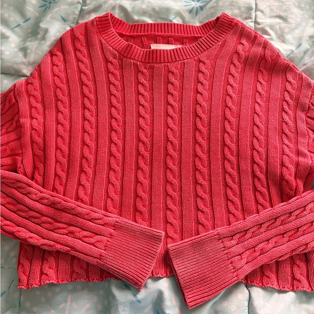 Aerie Cropped Cable Knit Sweater (size: m)